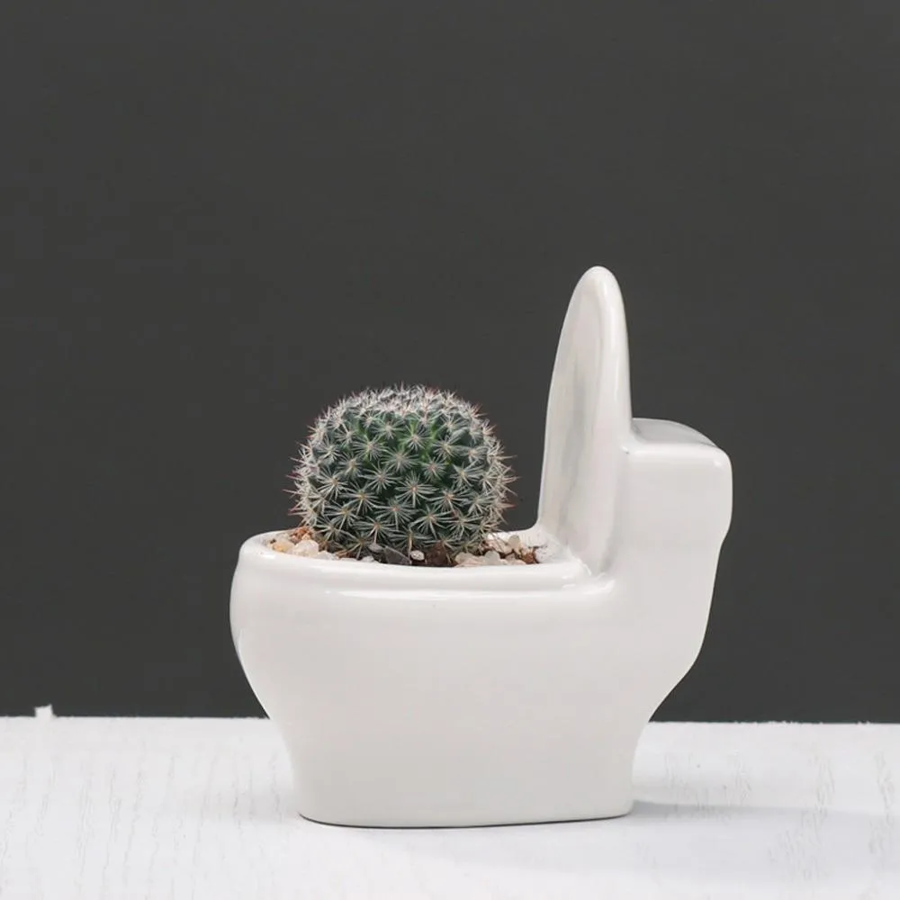 White Ceramic Toilet Design Flower Planter