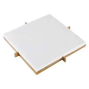 White Marble Tray with Metal Stand