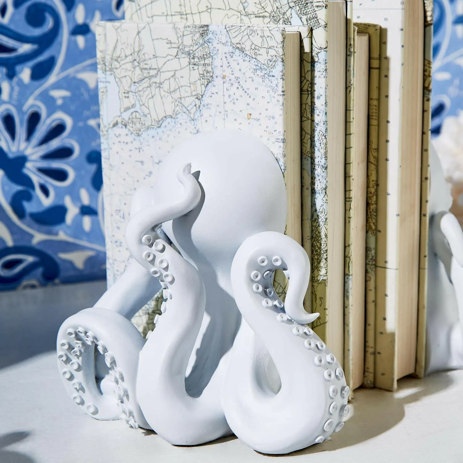 White Octopus Bookends