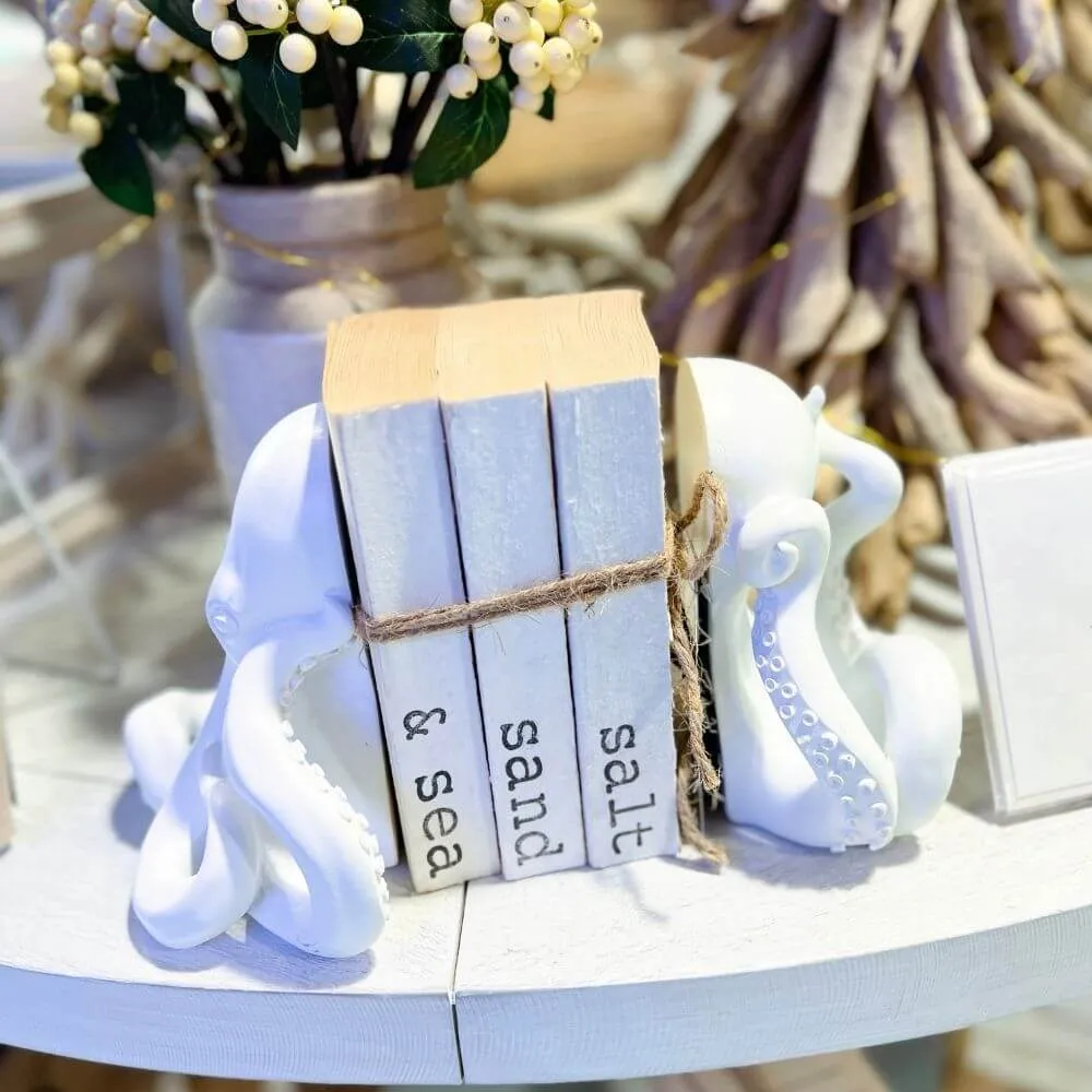 White Octopus Bookends