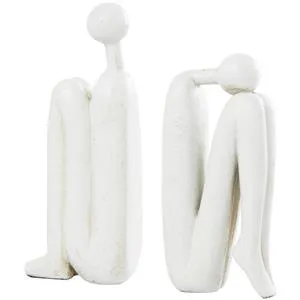 White Polystone People Bookends