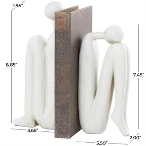 White Polystone People Bookends