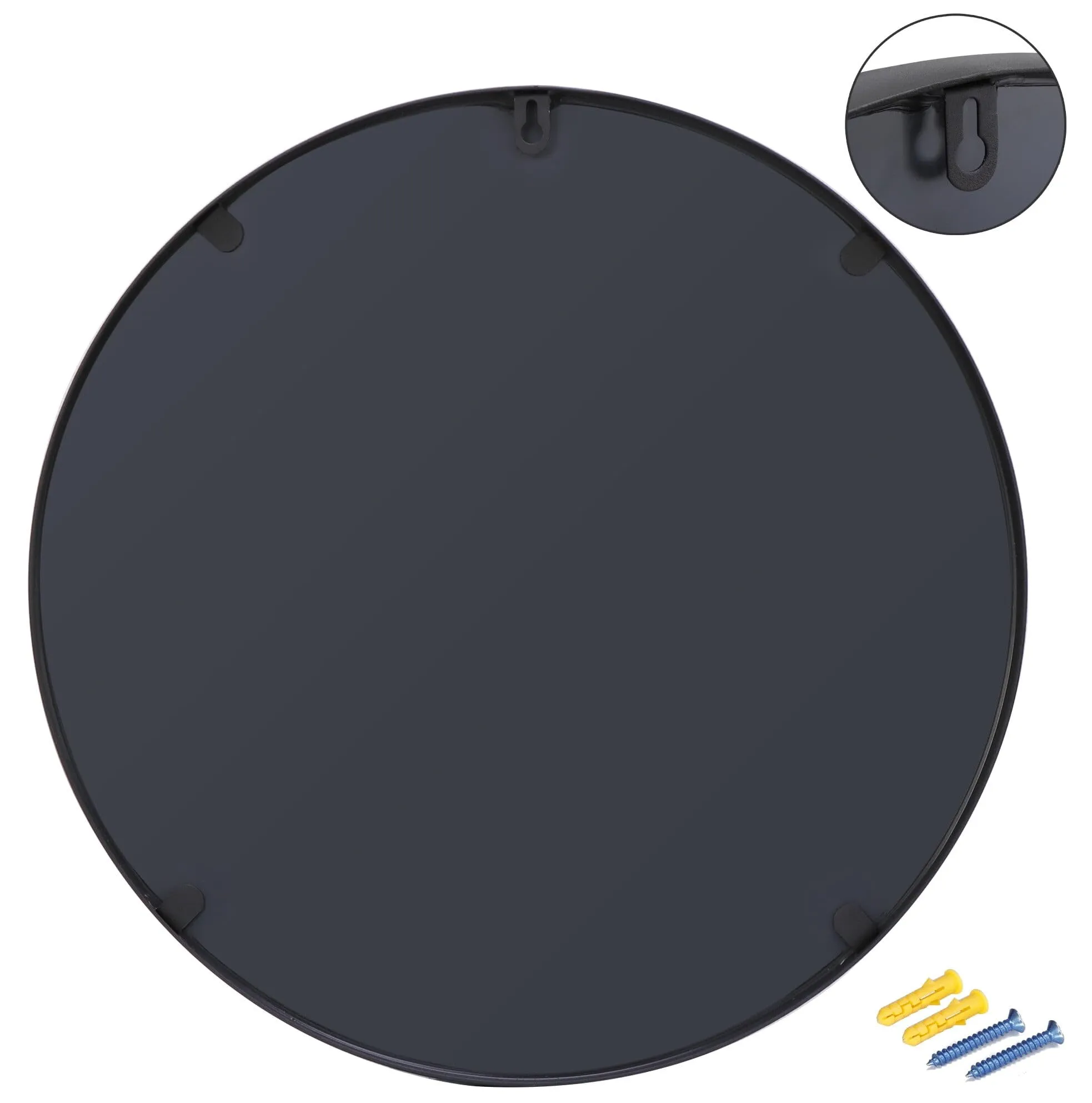 WHITESTONE HOMEDECOR Wall Mirror for Living Room Bedroom Bathroom 12 inch Round Black